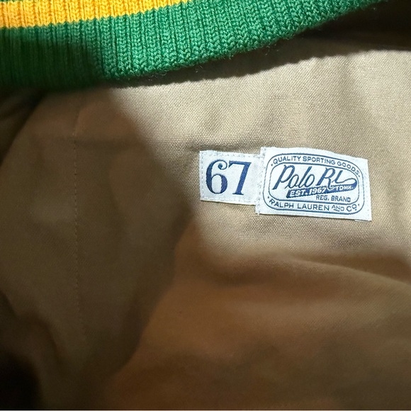 Polo Ralph Lauren Vintage-Inspired Letterman Jacket Fiji Green Men’s Size Large - Picture 12 of 16